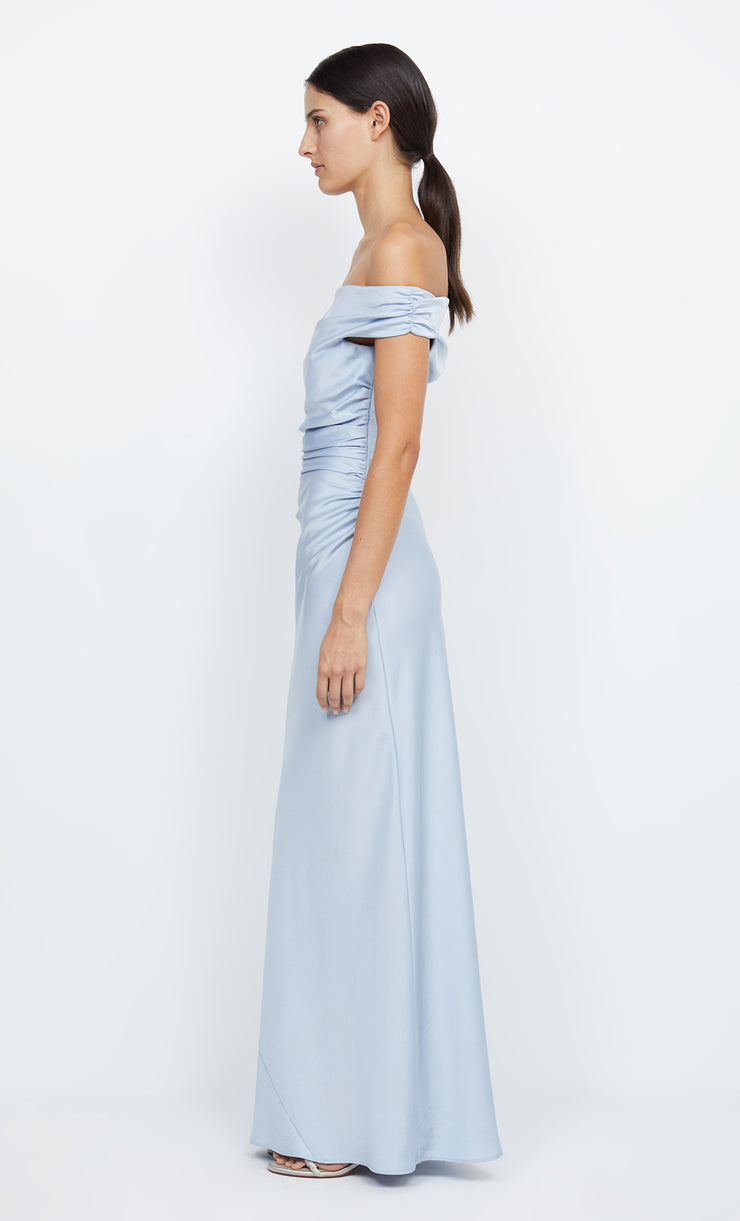 Eternity Off Shoulder Dusty Blue Bridesmaid Dress in Dusty Blue by Bec + Bridge