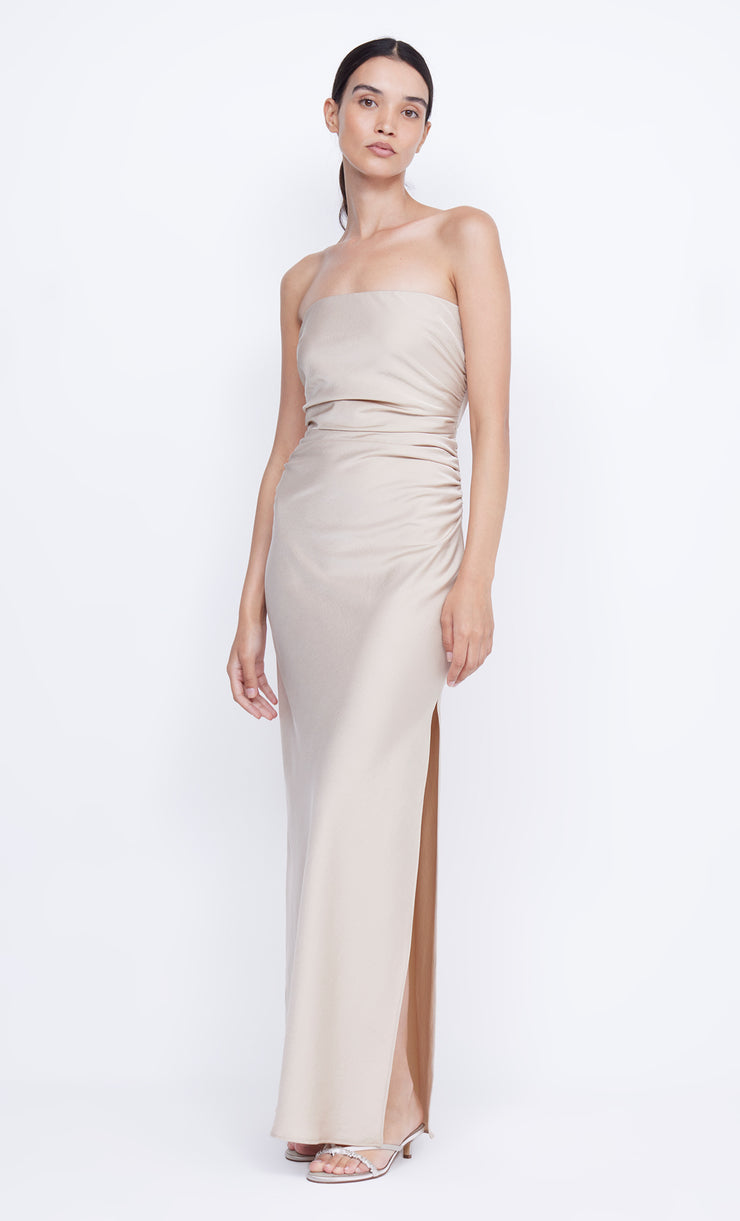 Eternity Strapless Maxi Bridesmaid Prom Dress in Sand by Bec + Bridge