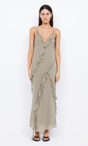 GABRIEL FRILL MAXI DRESS - SAGE