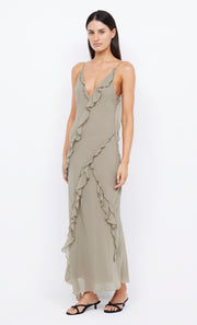 GABRIEL FRILL MAXI DRESS - SAGE