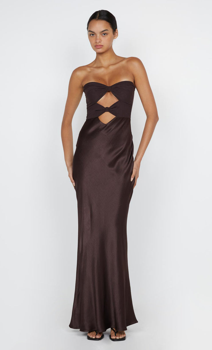 Bec + Bridge Allegra Lace Trim Dress Dark Chocolate
