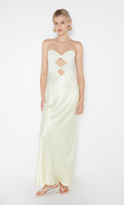 Halle Strapless Maxi Dress Formal in Ice Yellow by Bec + Bridge