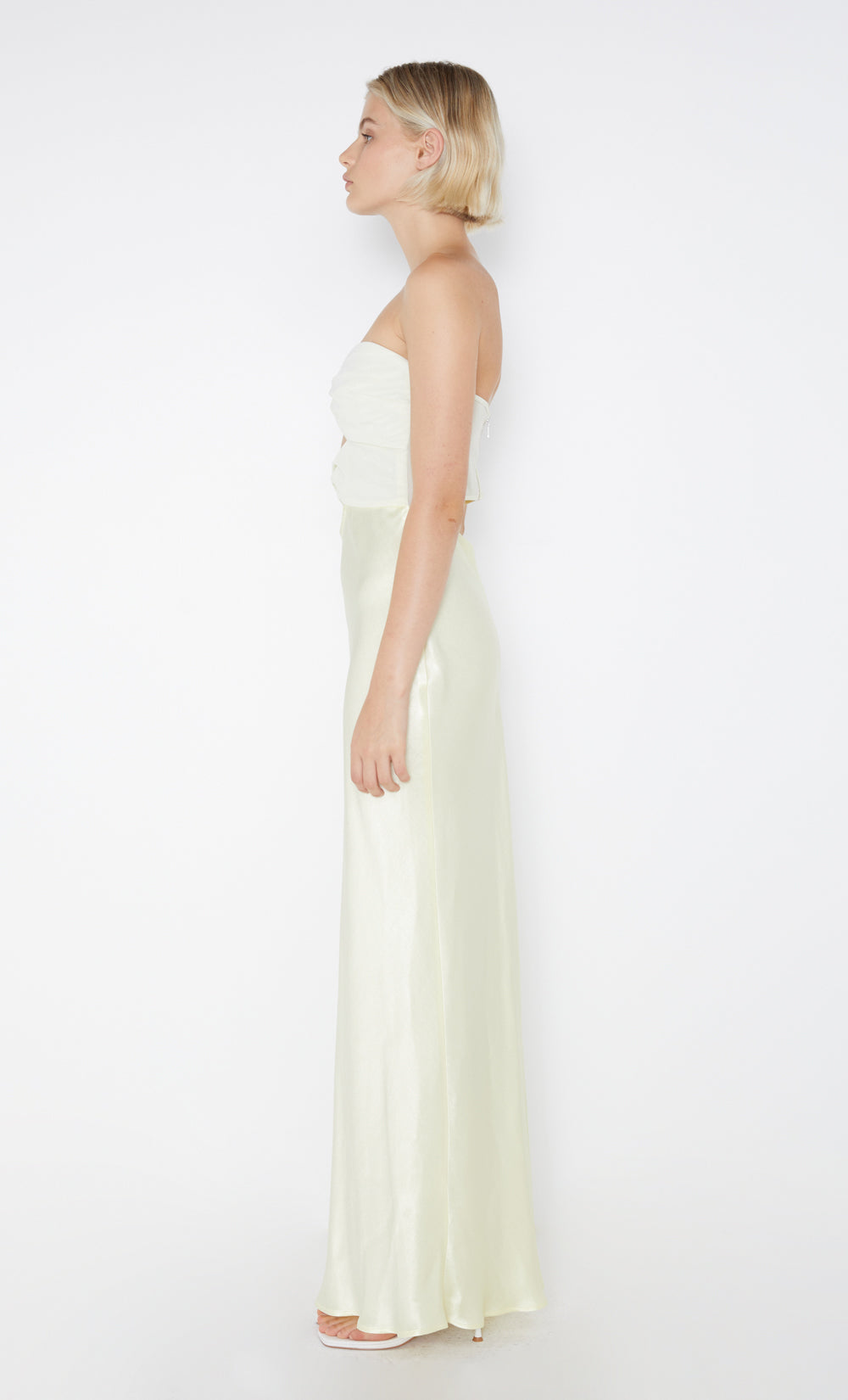 Halle Strapless Dress in Ice Yellow Halle Strapless Dress in Ice Yellow