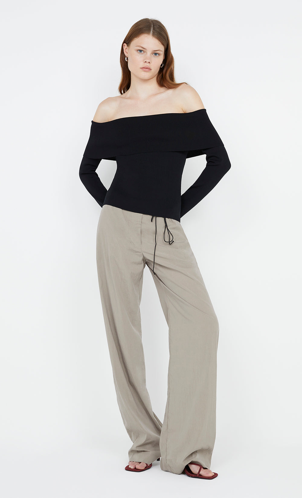 bec and bridge ilora knit dress Ilora Knit Bandeau Long Sleeve Top in Black