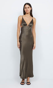 INDI STRAPPY MAXI DRESS - MIDNIGHT OLIVE