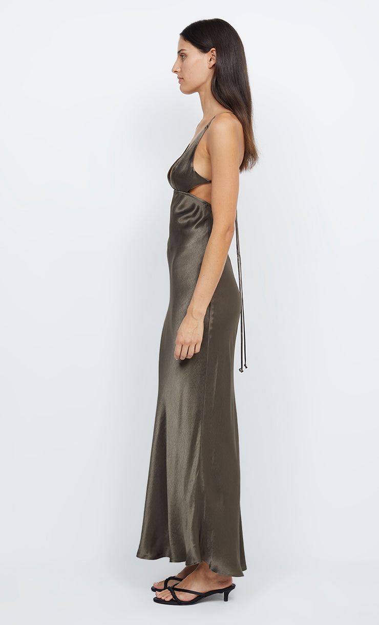 INDI STRAPPY MAXI DRESS - MIDNIGHT OLIVE