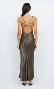 INDI STRAPPY MAXI DRESS - MIDNIGHT OLIVE