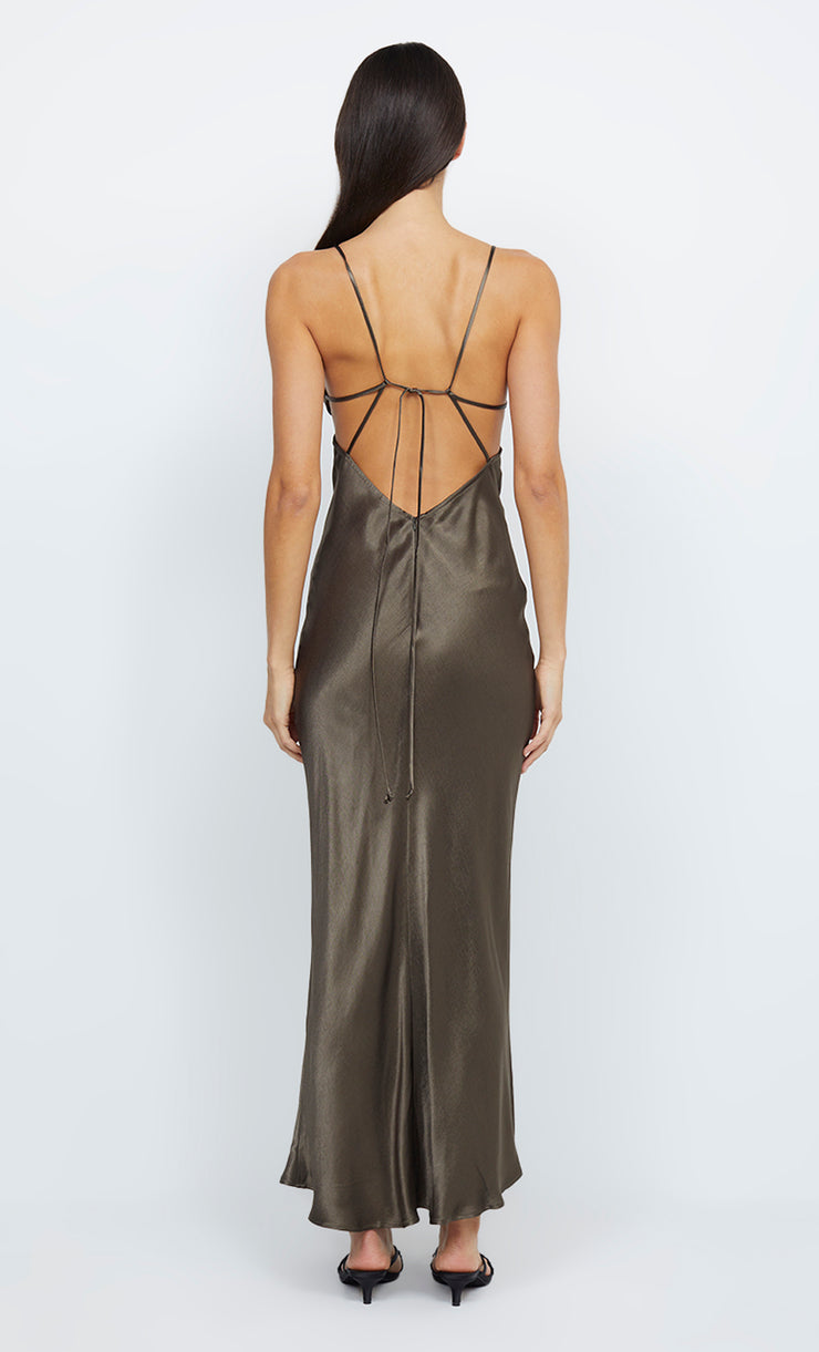 INDI STRAPPY MAXI DRESS - MIDNIGHT OLIVE