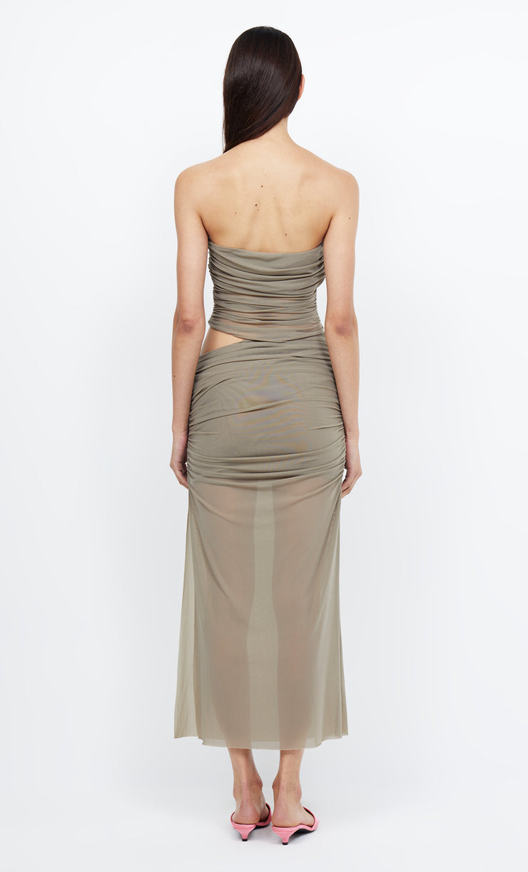 IONA STRAPLESS DRESS - TAUPE