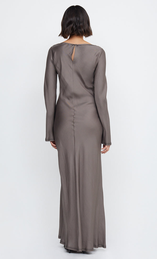KAI LONG SLEEVE SPLIT MAXI DRESS - PEWTER