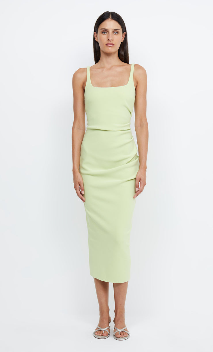 KARINA TUCK MIDI DRESS - LIME