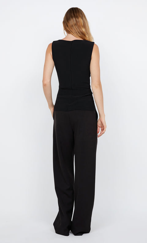 LEORA PEPLUM TOP - BLACK