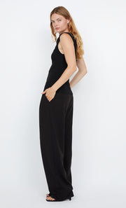 LEORA PEPLUM TOP - BLACK