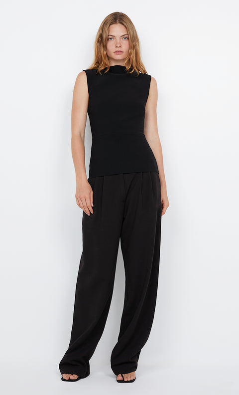 LEORA PEPLUM TOP - BLACK