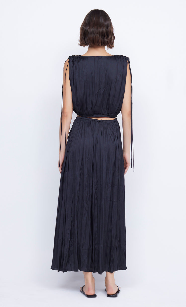 Louann Gatheed Pleated Maxi Skirt Highwaisted in Black by Bec + Bridge