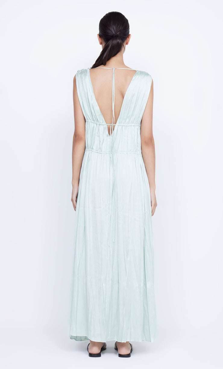 Louann Gathered Maxi V Neck Dress in Mint by Bec + Bridge