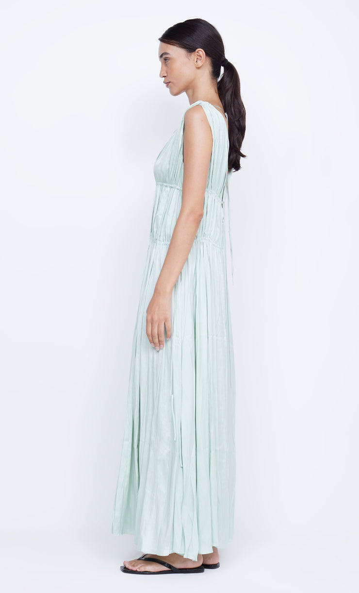 Louann Gathered Maxi V Neck Dress in Mint by Bec + Bridge
