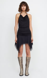 MONETTE HALTER MINI DRESS - BLACK