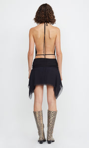 MONETTE HALTER MINI DRESS - BLACK