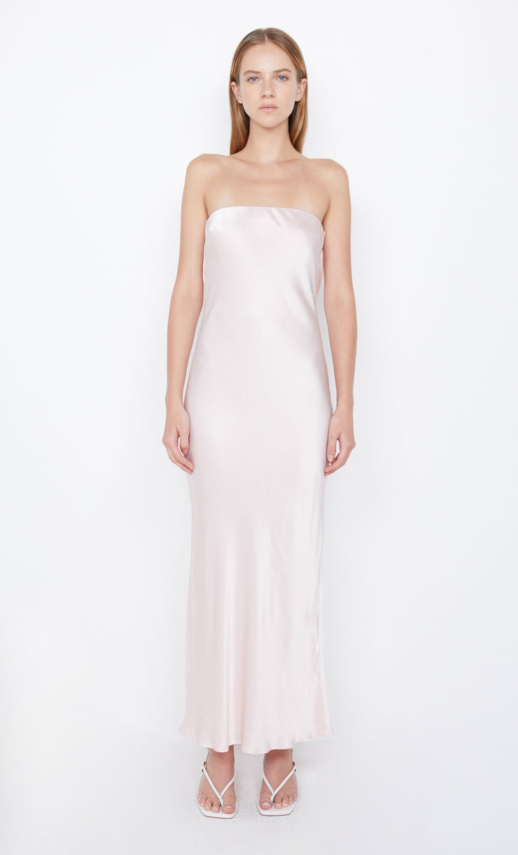 Moon Dance Strapless Maxi Prom Bridesmaid Dress in Blush Pink by Bec + Bridge