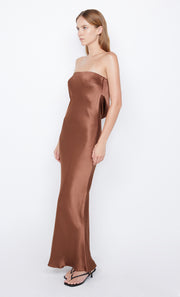 Moon Dance Strapless Formal Dress in Chocolate Brown by Bec + Bridge