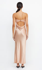 Moon Dance Strapless Maxi Dress Cutout Back in Rode Gold by Bec + Bridge