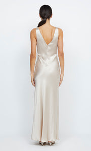 Moon Dance Verona V Neck Maxi Bridesmaid Dress in Sand by Bec + Bridge