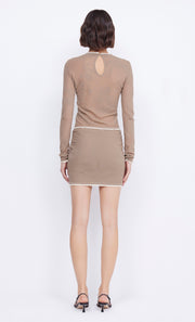 Taupe Naelle Knit Crew Neck Top by Bec + Bridge