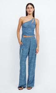 NOLA ASYM TOP - SPLICED DENIM