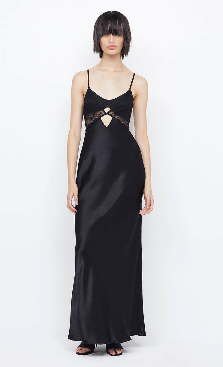 Nora Layered Maxi Lace Formal Prom Dress in Black by Bec + Bridge