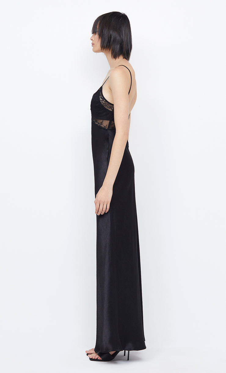 Nora Layered Maxi Lace Formal Prom Dress in Black by Bec + Bridge