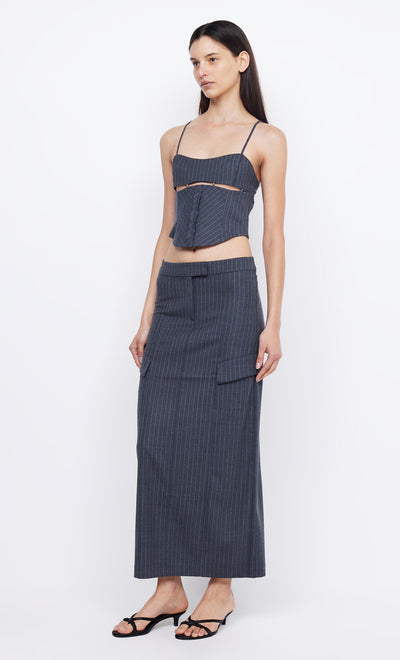PINE MAXI SKIRT - CHARCOAL PINSTRIPE