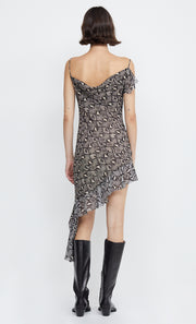 PORTIA ASYM MINI DRESS - PYTHON