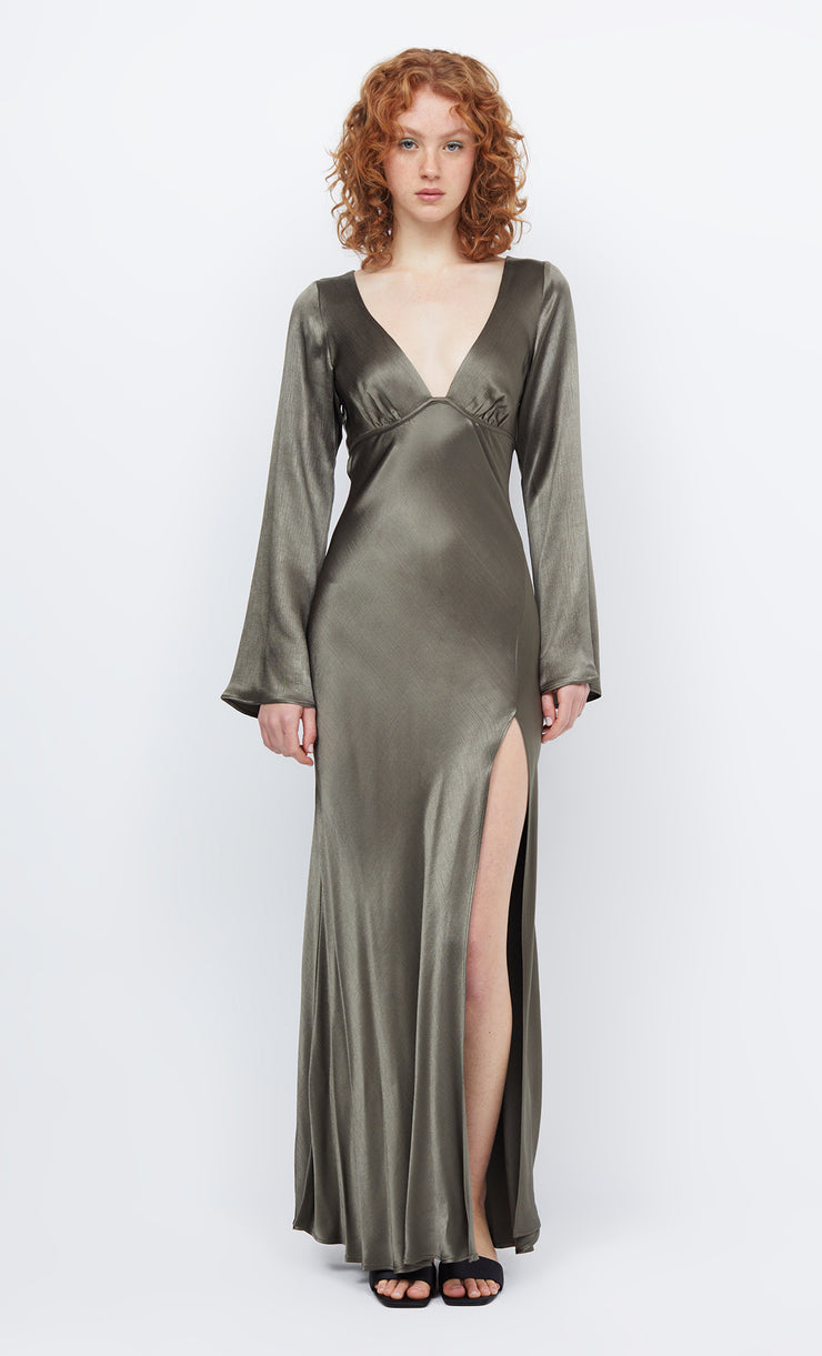 Ren Long Sleeve Maxi Prom Bridesmaid Dress in Dark Willow by Bec + Bridge