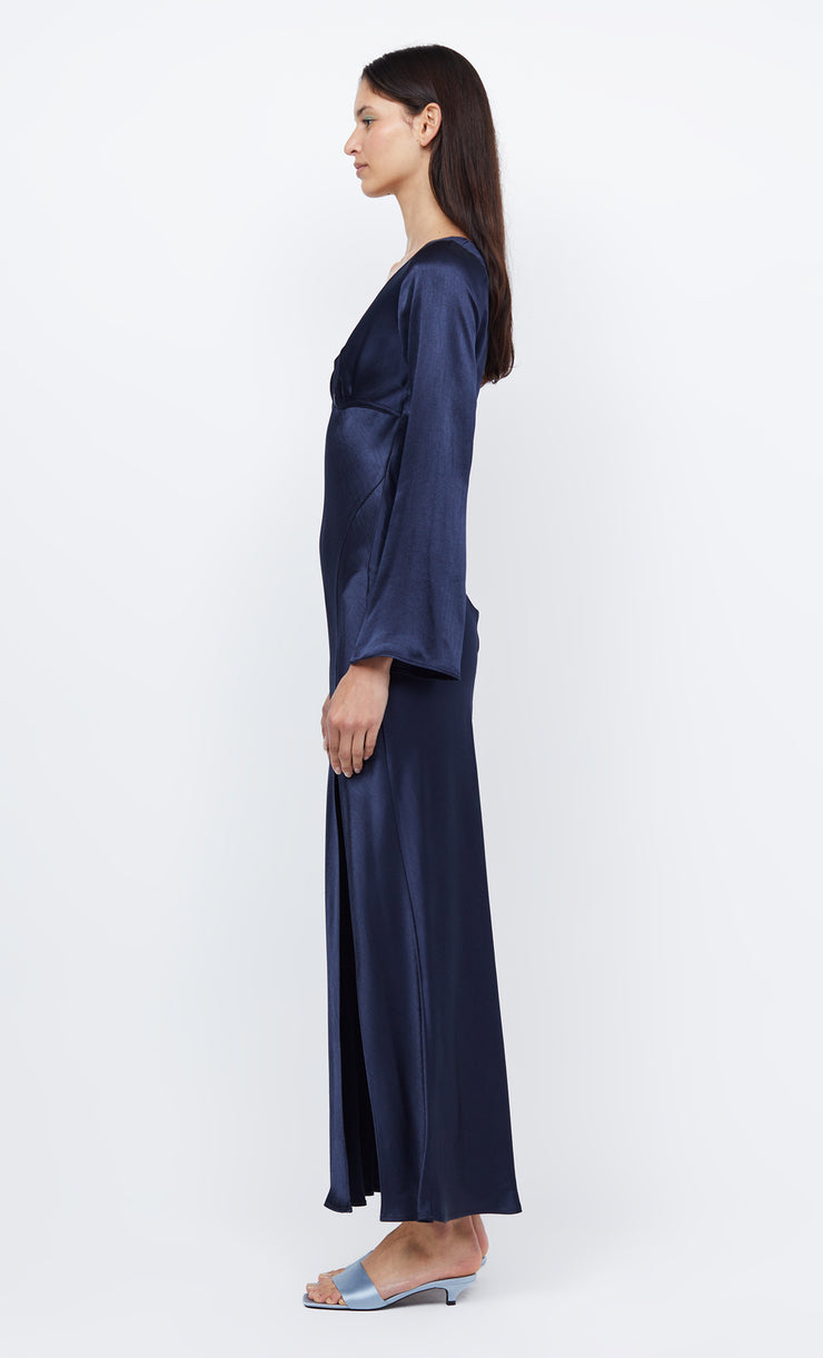 Ren Long Sleeve Formal Prom Maxi Dress in Ink Navy by Bec + Bridge
