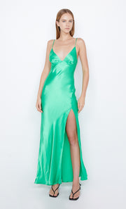 Ren Split Maxi Formal Bridesmaid Dress in Emerald Green by Bec + Bridge