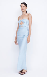 Rochelle Twist Strapless Formal Prom Dress in Dolphin Blue by Bec + Bridge