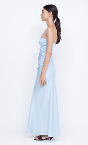 Rochelle Twist Strapless Formal Prom Dress in Dolphin Blue by Bec + Bridge