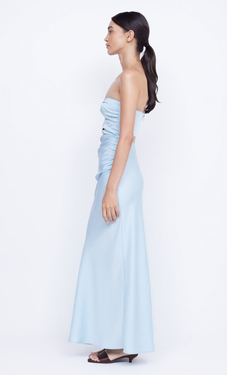 Rochelle Twist Strapless Formal Prom Dress in Dolphin Blue by Bec + Bridge