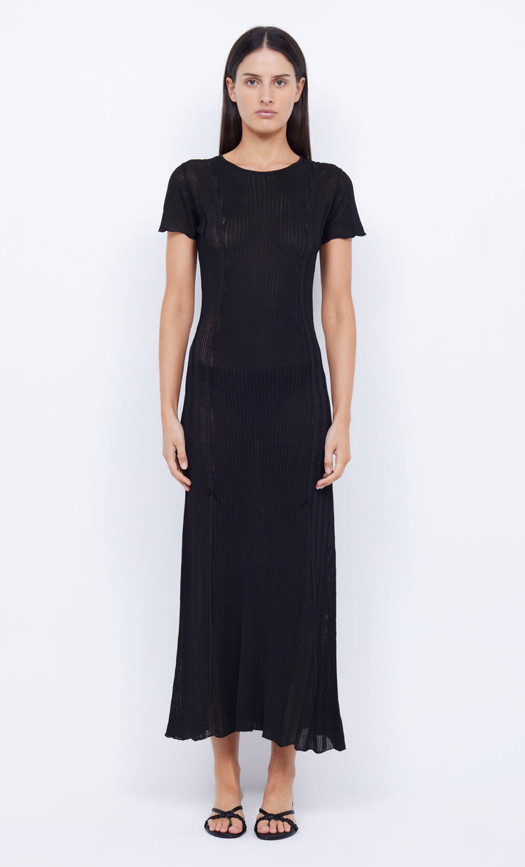 SAMMY CAP SLEEVE KNIT MAXI DRESS - BLACK