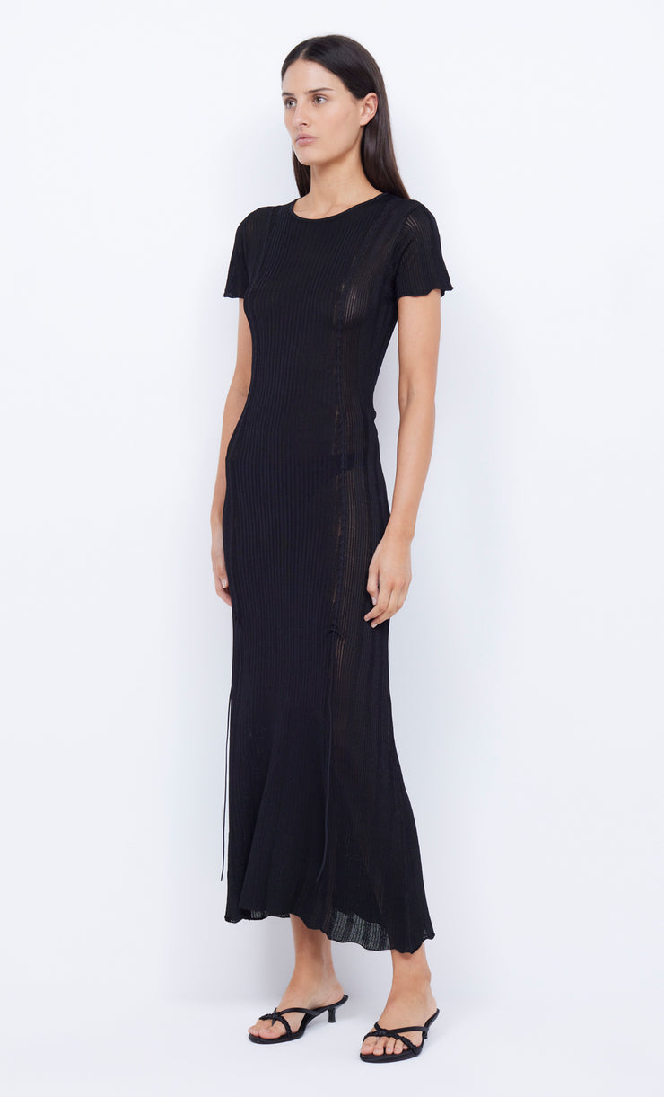 SAMMY CAP SLEEVE KNIT MAXI DRESS - BLACK