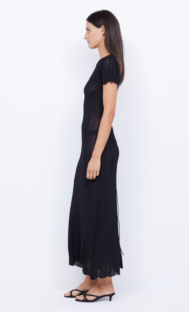 SAMMY CAP SLEEVE KNIT MAXI DRESS - BLACK