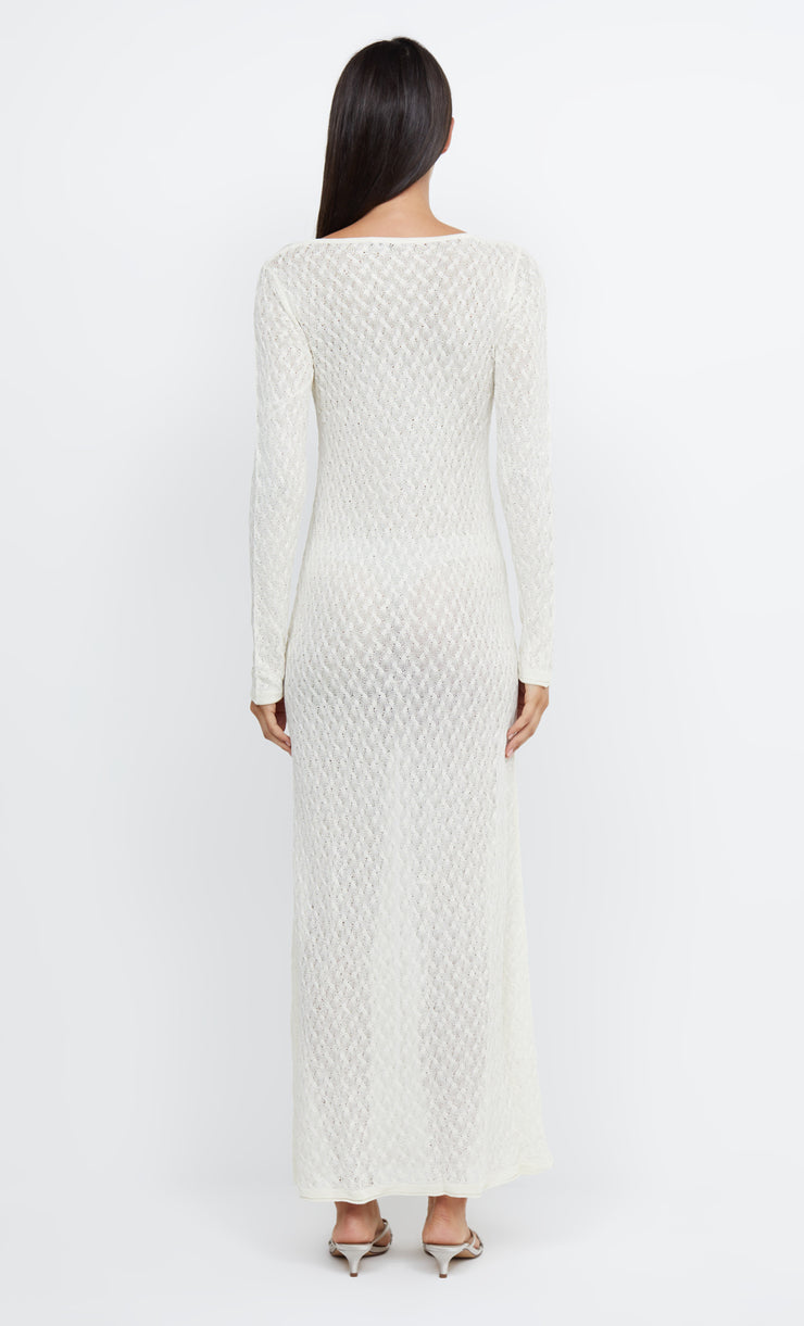 SAMMY KEY KNIT LONG SLEEVE MAXI  - IVORY