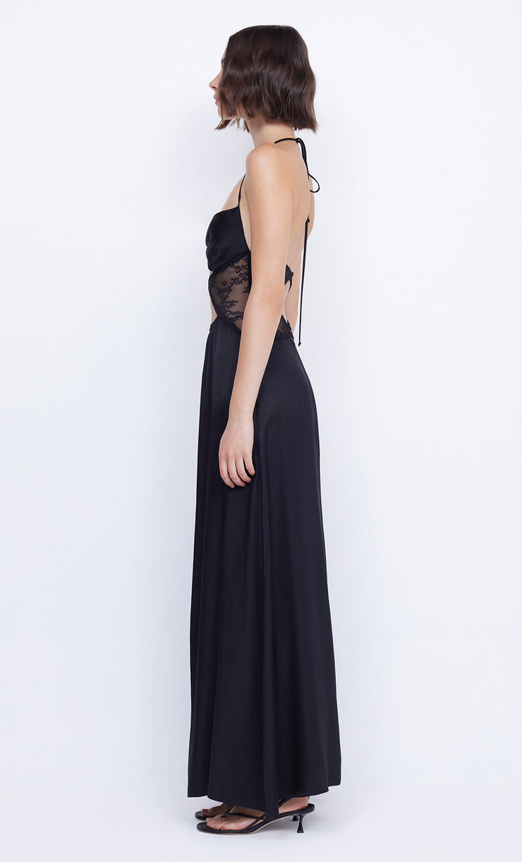 Santal Halter Maxi Dress with Lace Detail in Black by Bec + Bridge