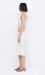 Santal Cutout Midi Lace Skirt in White Ivory by Bec + Bridge
