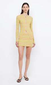 SCRUNCHIE KNIT CARDIGAN - SPLICED CITRON