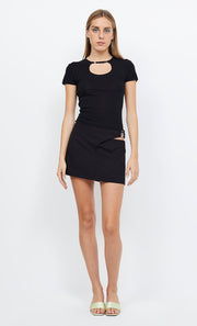 SONESTA ASYM MINI SKIRT - BLACK
