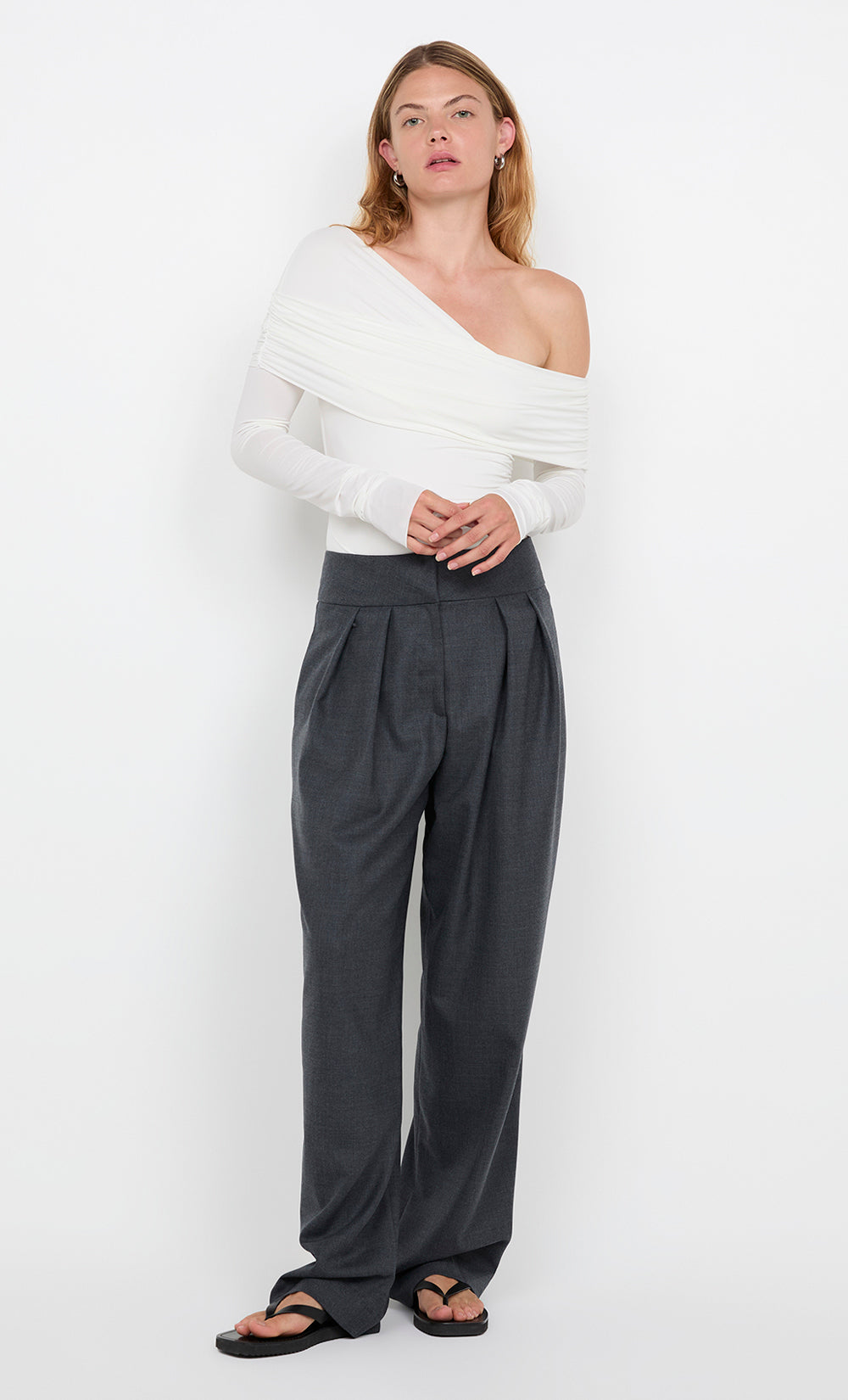 TILLIE DRAPE TOP - WHITE