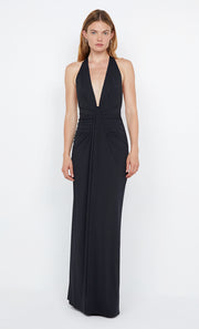 TILLIE DRAPE MAXI DRESS - BLACK