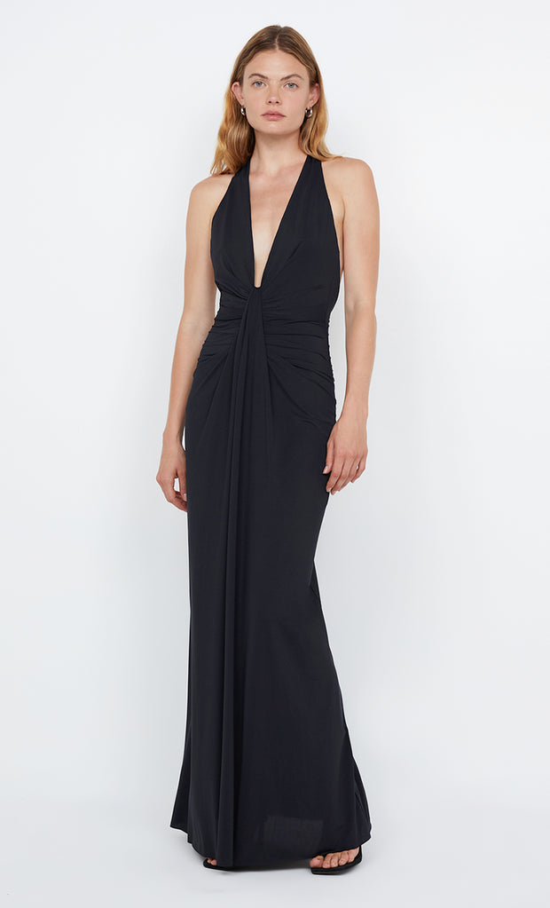 TILLIE DRAPE MAXI DRESS - BLACK